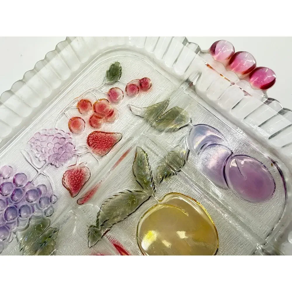 Retro Stained Glass Look Fruit Serving Tray Groovy Kitchen Decor 8x10